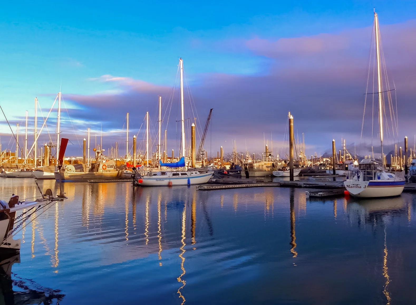 harbor at sunset